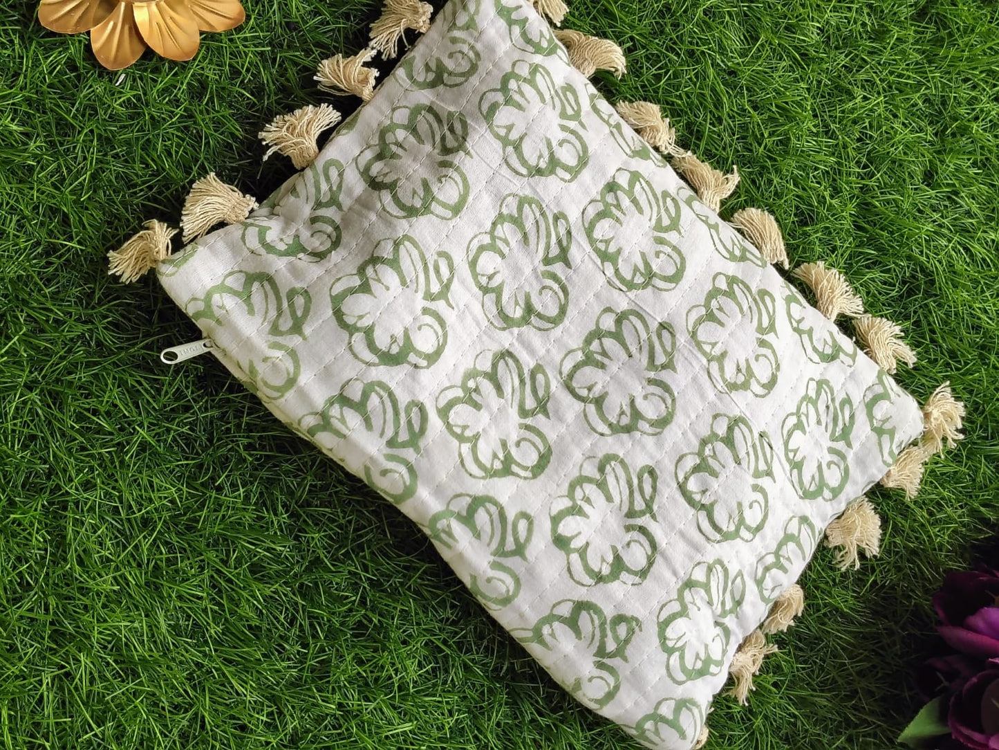 Hand Block Printed Flat Pouches with Zip