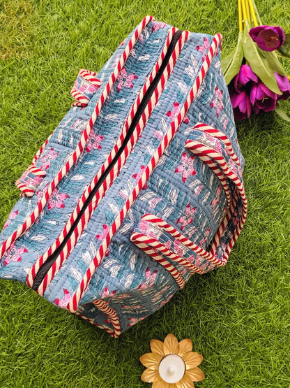 Medium Size Hand Block Tote Bag with Zip