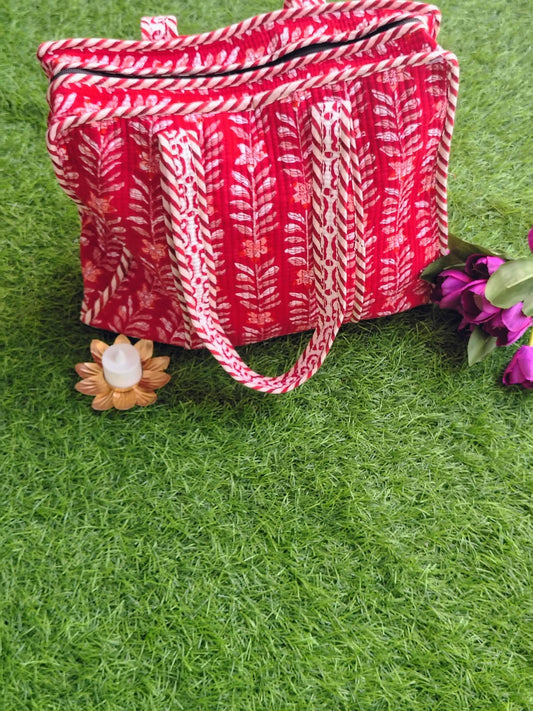 Medium Size Hand Block Tote Bag with Zip