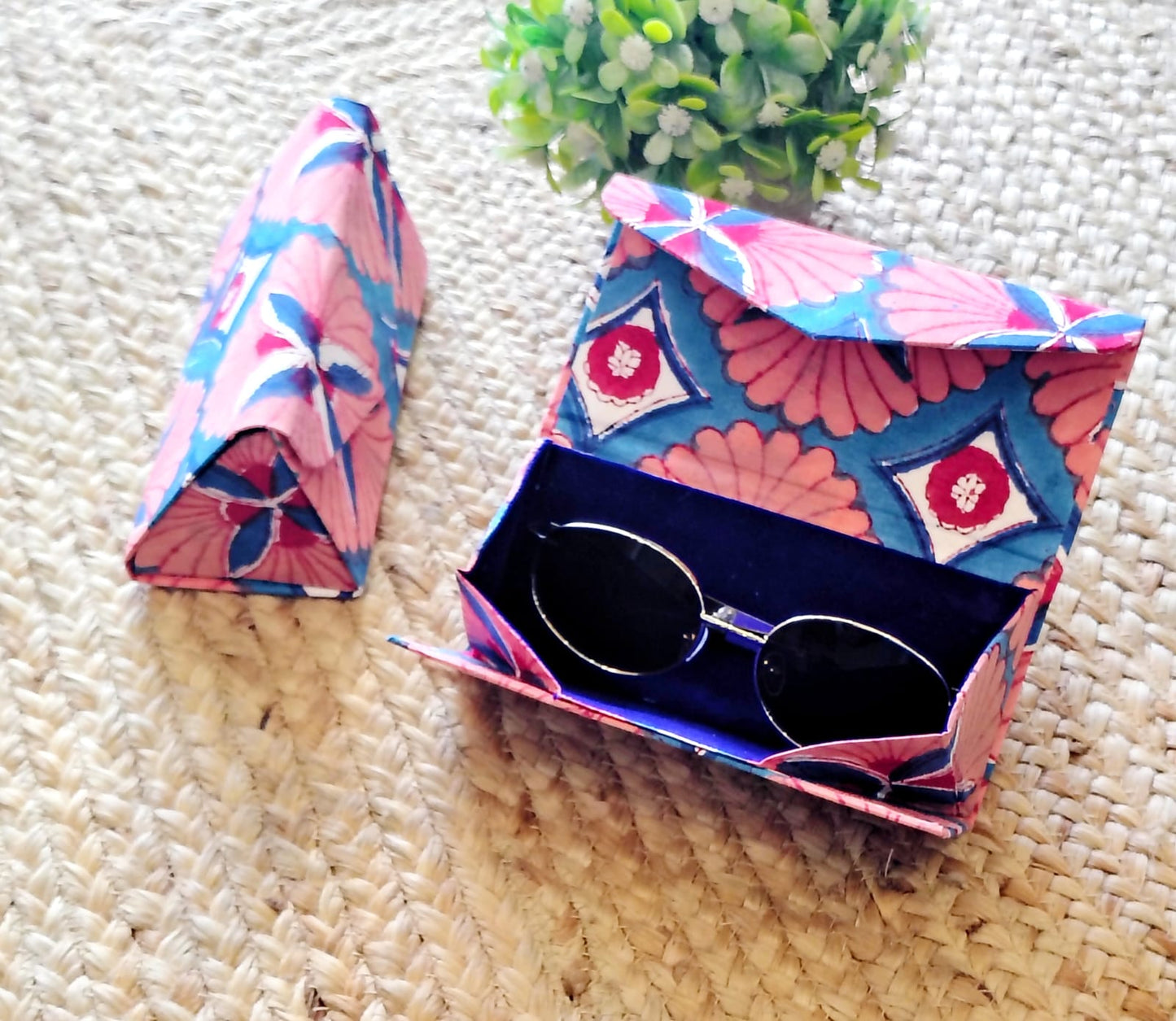 Block Printed Foldable Sleek Sunglasses Cover