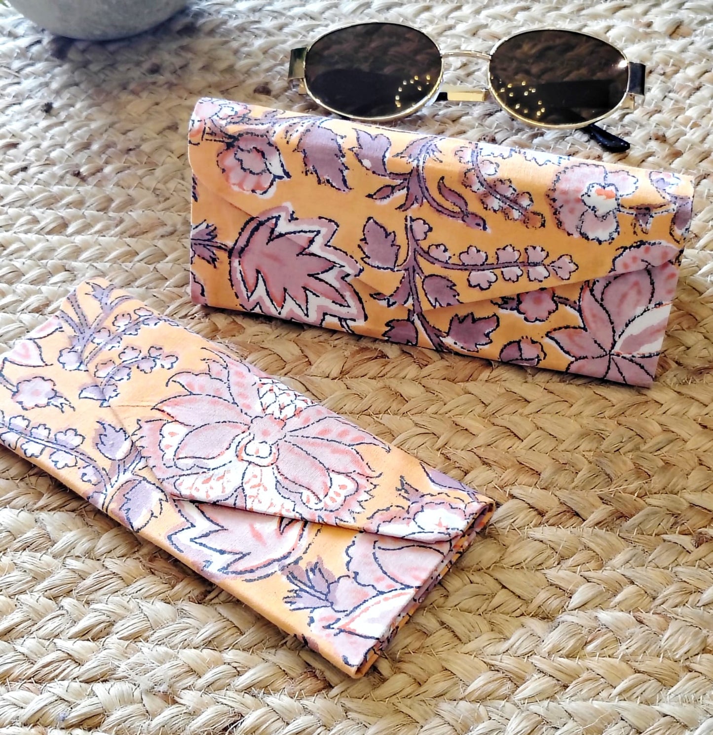 Block Printed Foldable Sleek Sunglasses Cover