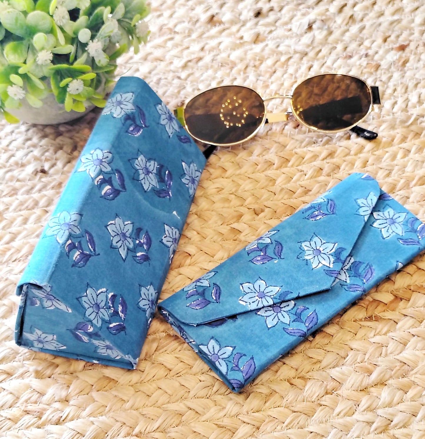 Block Printed Foldable Sleek Sunglasses Cover