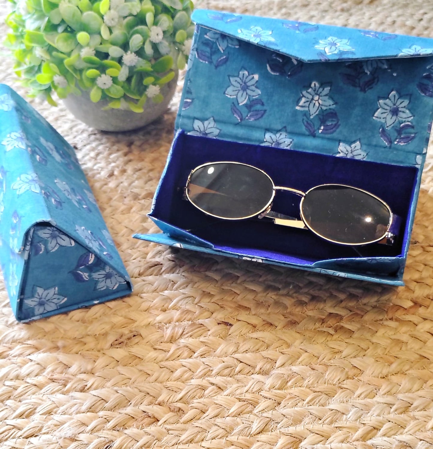 Block Printed Foldable Sleek Sunglasses Cover