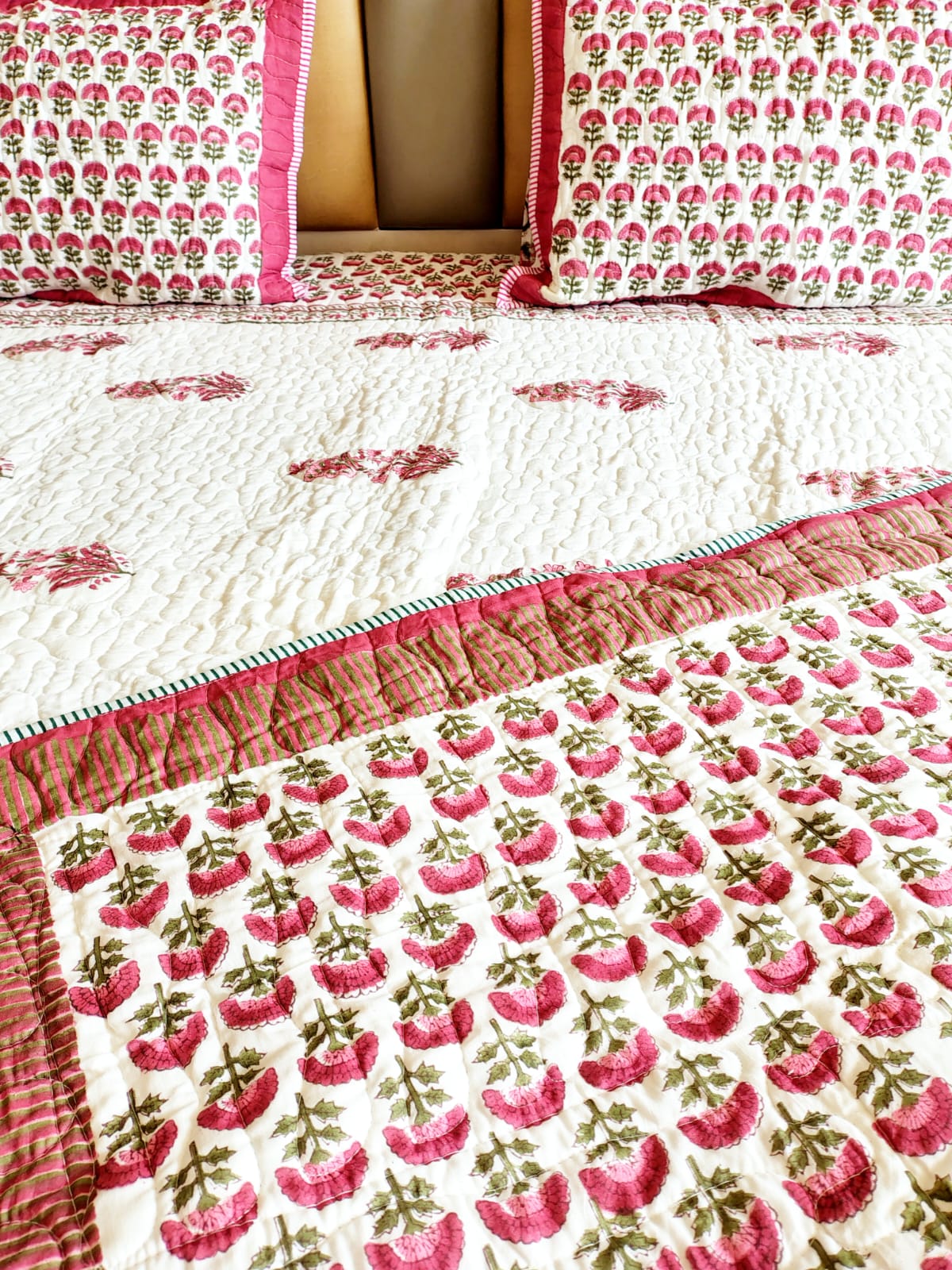 Red Floral Jaal Bedsheet and Bedcover Combo - 6 Piece Combo